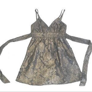 Shimmery gold/black lace dress